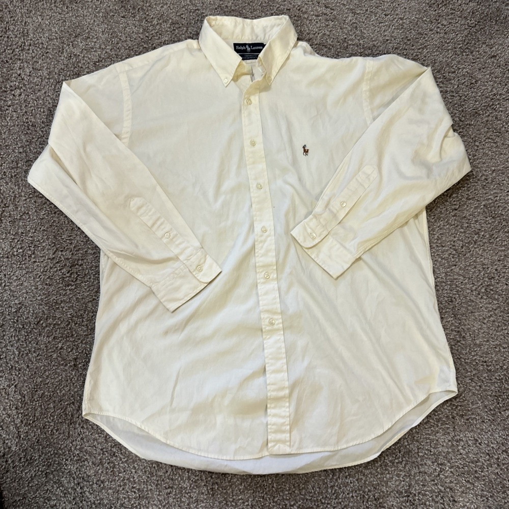 Ralph‎ Lauren Shirt Men's 17 X 34 Yarmouth Yellow Button Down L/S